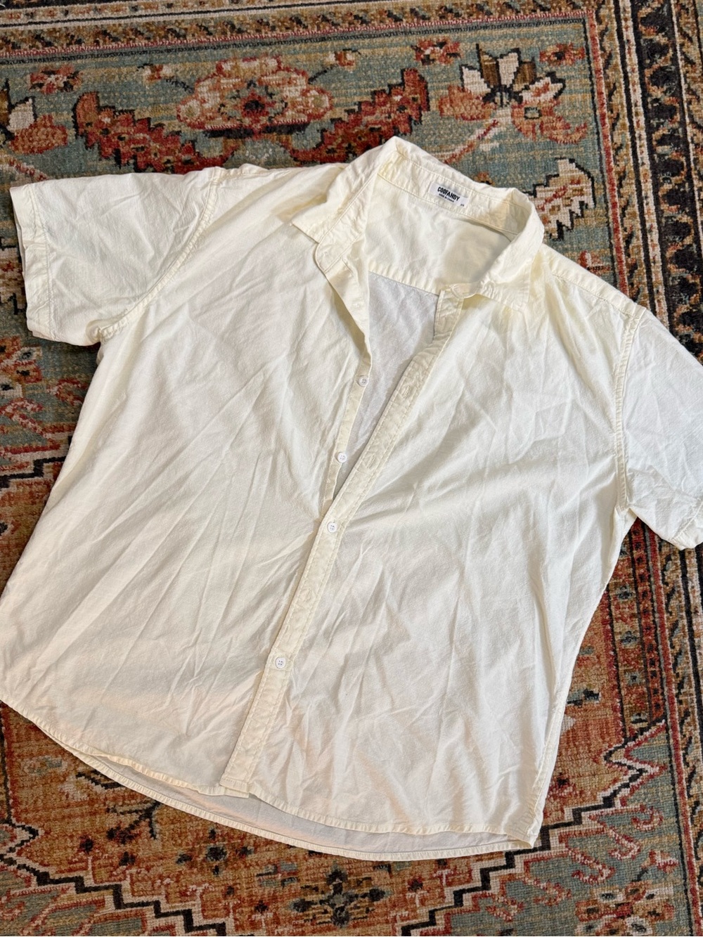 Coofandy Men’s Cream Short-Sleeve Button-Down Shirt